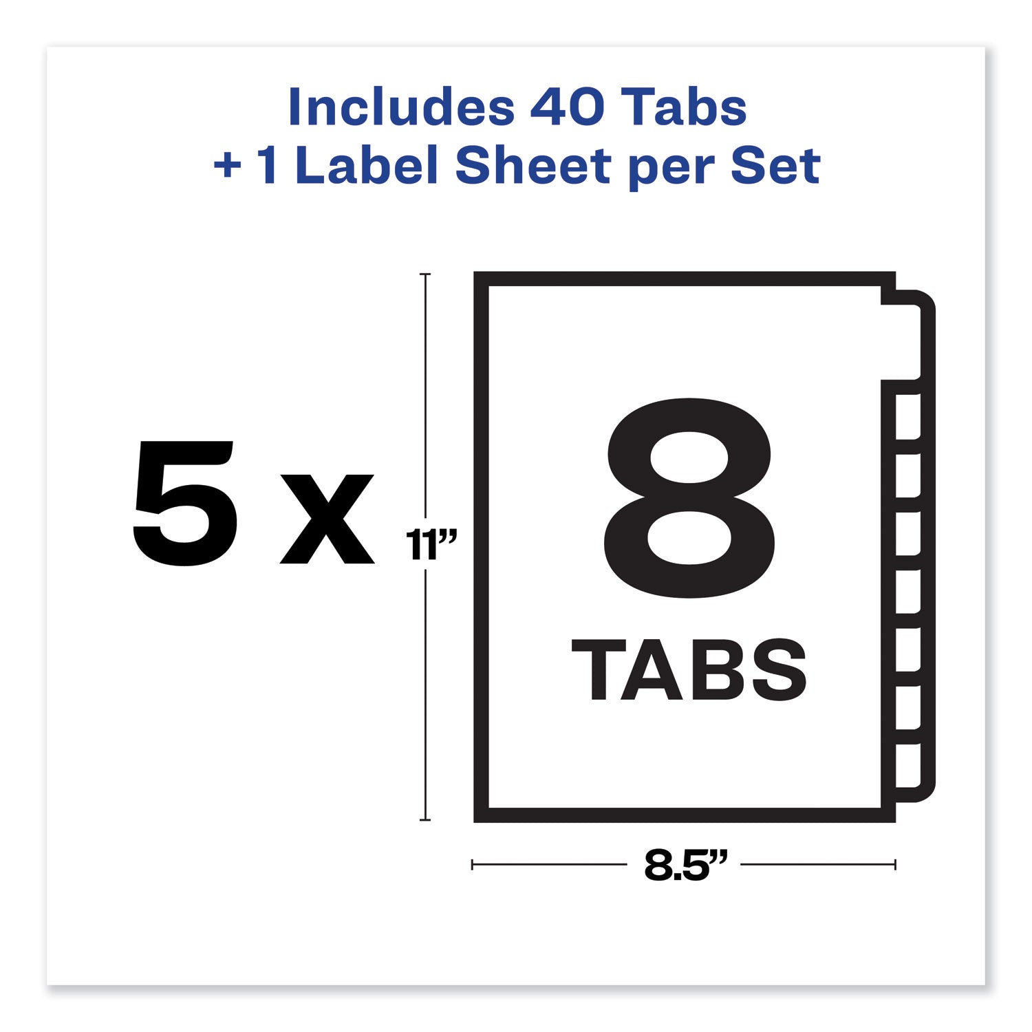 Print and Apply Index Maker Clear Label Unpunched Dividers, 8-Tab, 11 x 8.5, White, 5 Sets - 