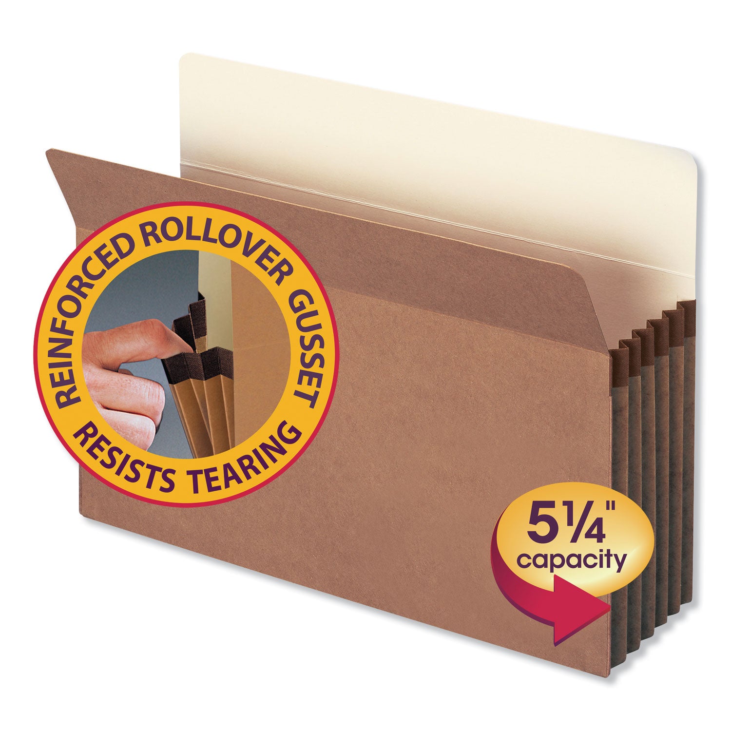 Redrope Drop Front File Pockets, 5.25" Expansion, Legal Size, Redrope, 50/Box - 