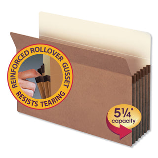 Redrope Drop Front File Pockets, 5.25" Expansion, Legal Size, Redrope, 50/Box - 