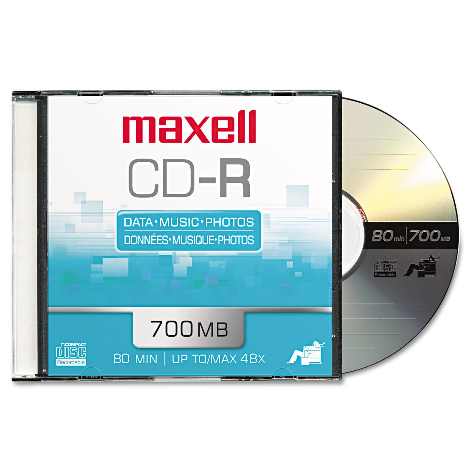 CD-R Recordable Disc, 700 MB/80 min, 48x, Slim Jewel Case, Silver, 10/Pack - 