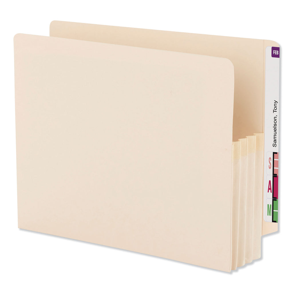 Manila End Tab File Pockets, 3.5" Expansion, Letter Size, Manila, 25/Box - 