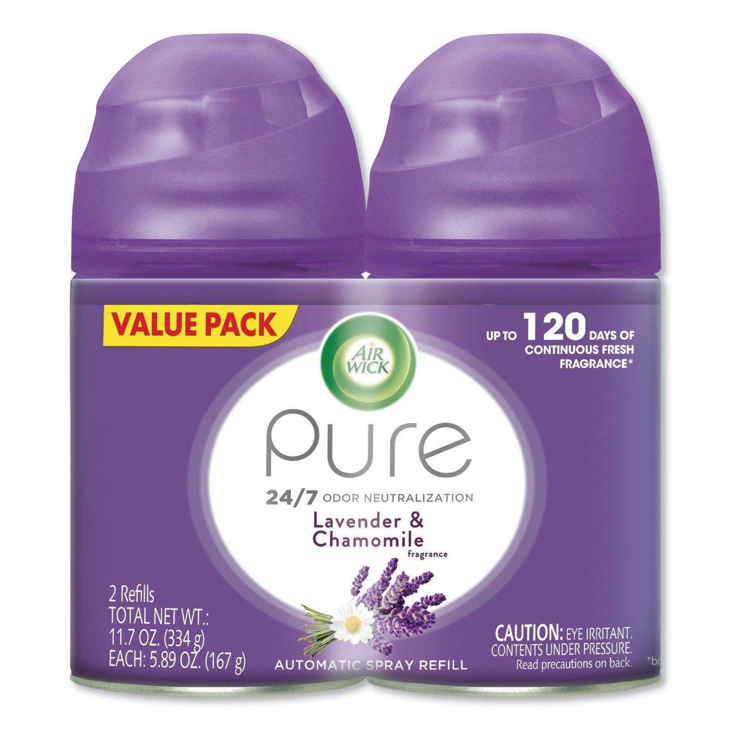 Freshmatic Ultra Spray Refill, Lavender/Chamomile, 5.89 oz Aerosol Spray, 2/Pack, 3 Packs/Carton - 
