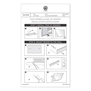 3N1 Magnetic Glass Dry Erase Combo Board, 23 x 17, Month View, Gray/White Surface, White Aluminum Frame