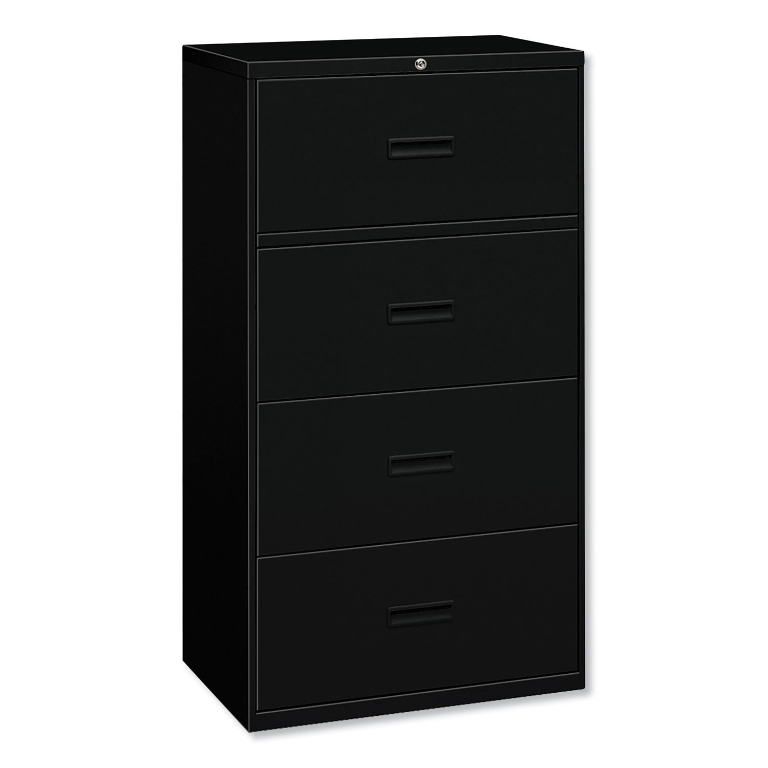 400 Series Lateral File, 4 Legal/Letter-Size File Drawers, Black, 36" x 18" x 52.5