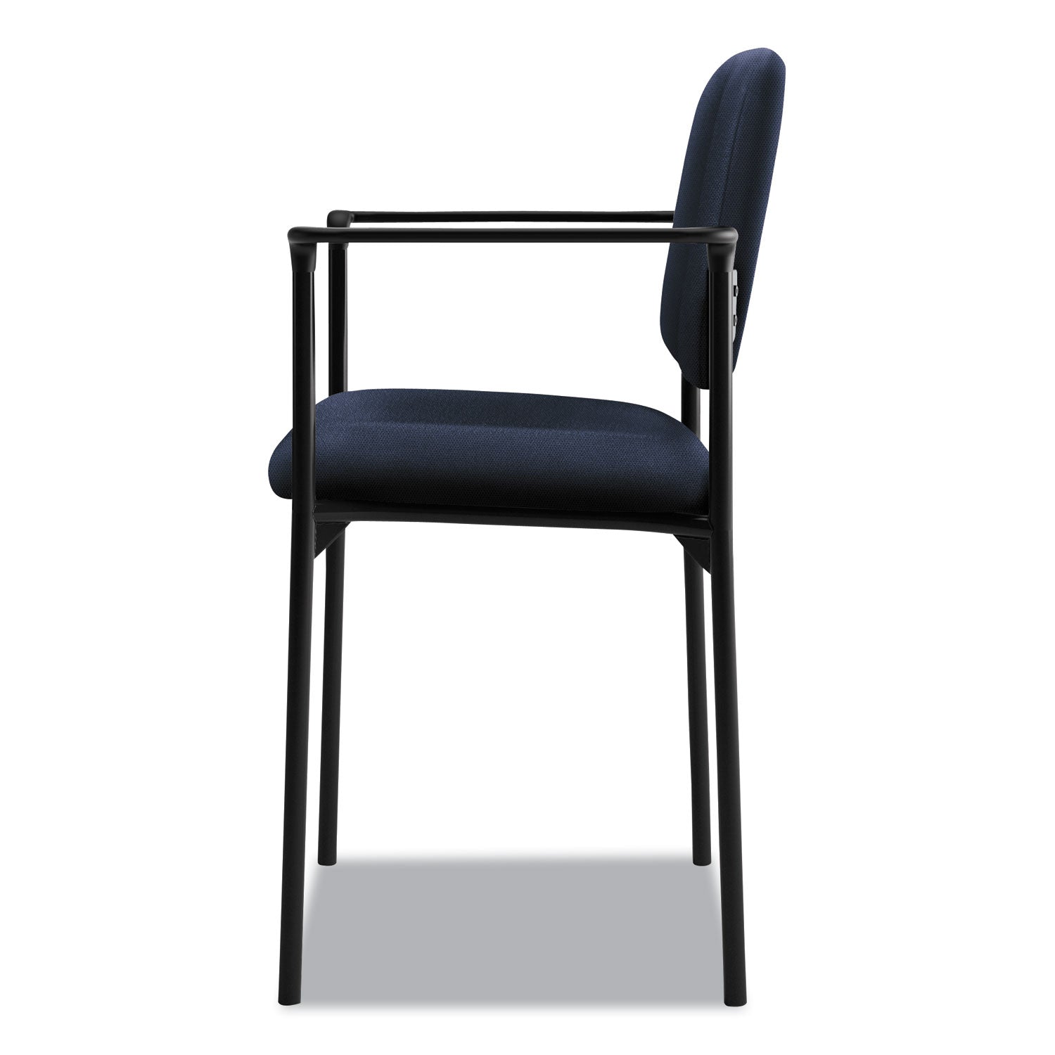 VL616 Stacking Guest Chair with Arms, Fabric Upholstery, 23.25" x 21" x 32.75", Navy Seat, Navy Back, Black Base - 