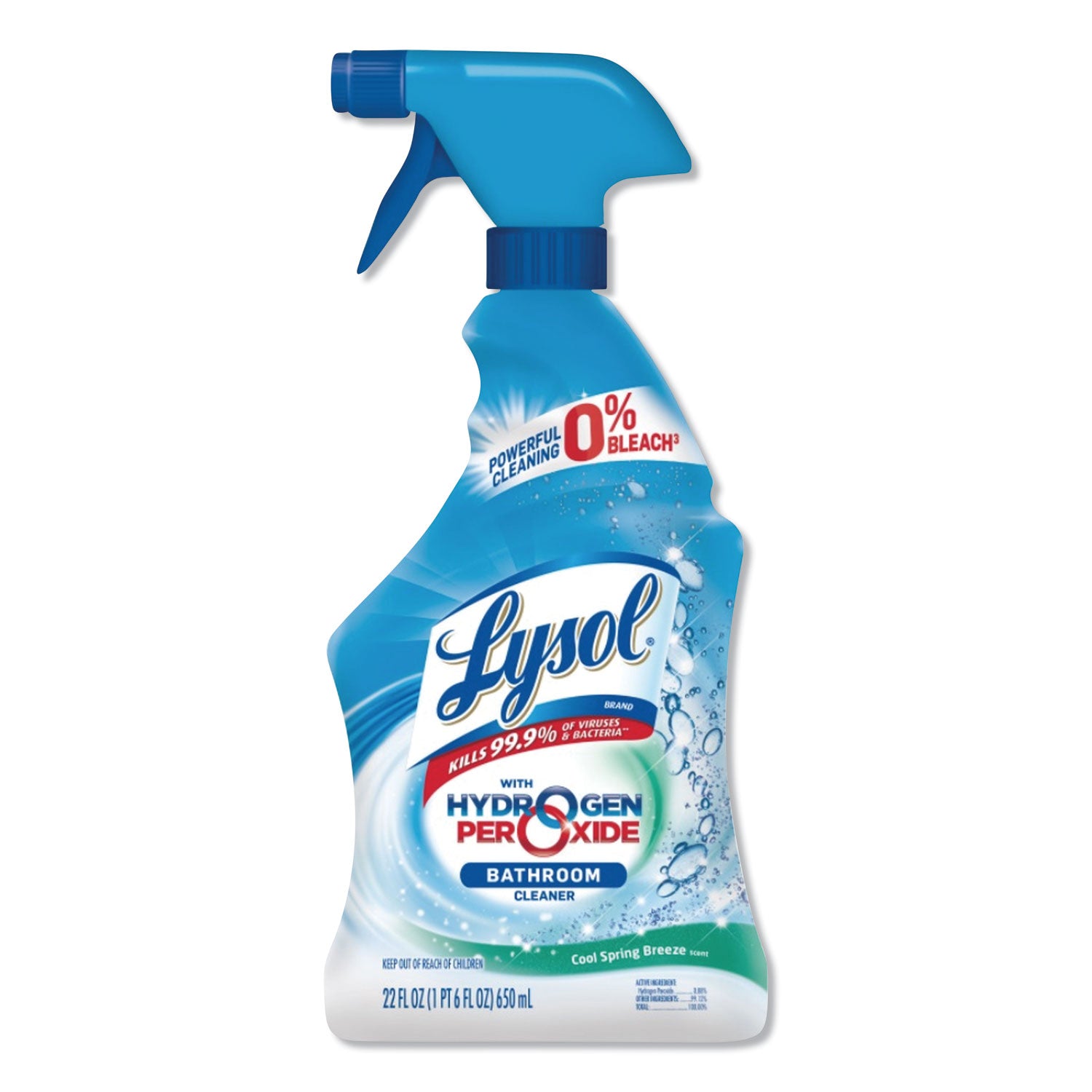 Bathroom Cleaner with Hydrogen Peroxide, Cool Spring Breeze, 22 oz Trigger Spray Bottle - 