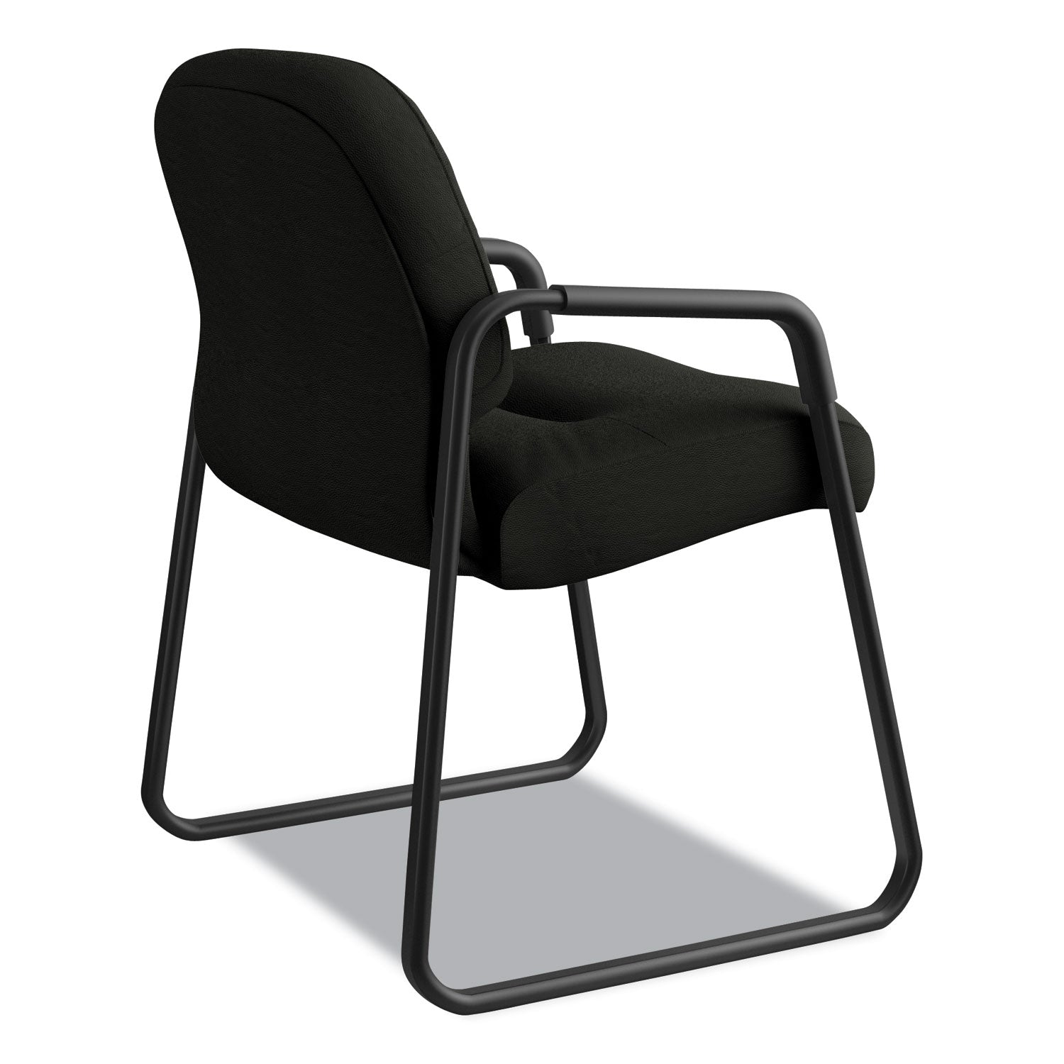 Pillow-Soft 2090 Series Guest Arm Chair, Leather Upholstery, 31.25" x 35.75" x 36", Black Seat, Black Back, Black Base - 