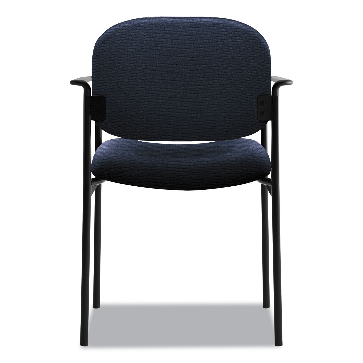 VL616 Stacking Guest Chair with Arms, Fabric Upholstery, 23.25" x 21" x 32.75", Navy Seat, Navy Back, Black Base - 