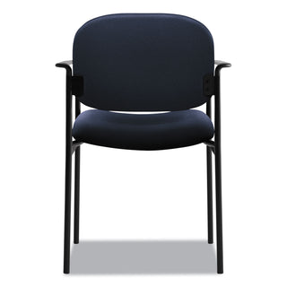 VL616 Stacking Guest Chair with Arms, Fabric Upholstery, 23.25" x 21" x 32.75", Navy Seat, Navy Back, Black Base - 