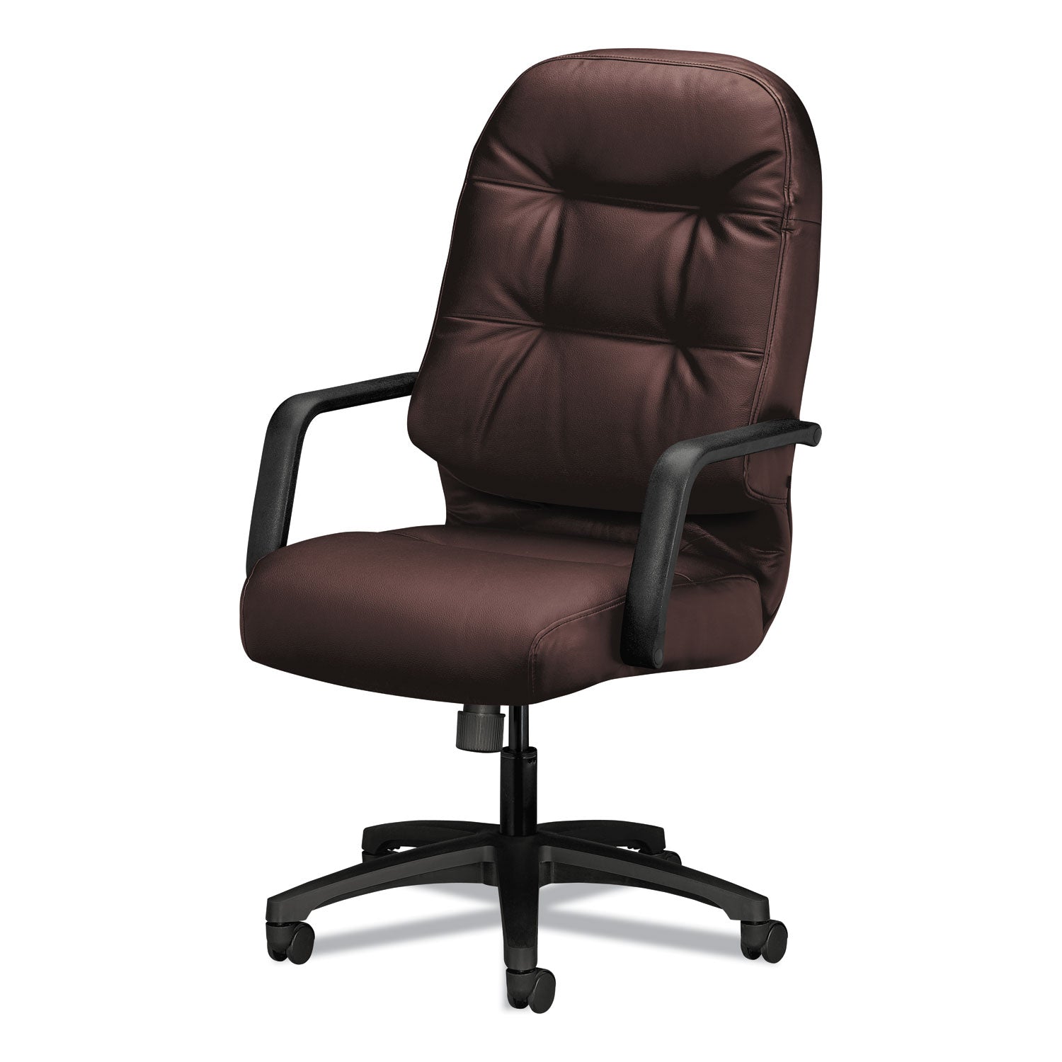 Pillow-Soft 2090 Series Executive High-Back Swivel/Tilt Chair, Supports 300 lb, 16.75" to 21.25" Seat, Burgundy, Black Base - 