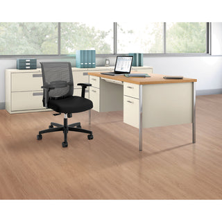 34000 Series Double Pedestal Desk, 60" x 30" x 29.5", Harvest/Putty