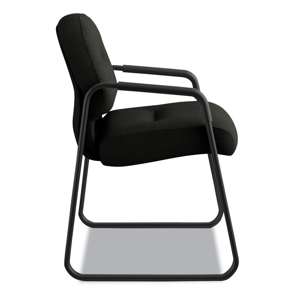 Pillow-Soft 2090 Series Guest Arm Chair, Leather Upholstery, 31.25" x 35.75" x 36", Black Seat, Black Back, Black Base - 