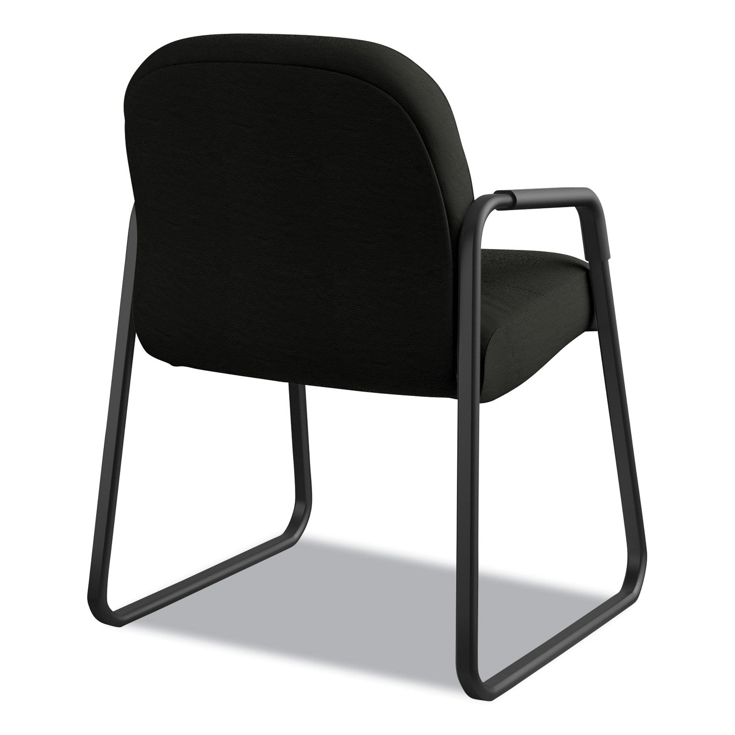 Pillow-Soft 2090 Series Guest Arm Chair, Leather Upholstery, 31.25" x 35.75" x 36", Black Seat, Black Back, Black Base - 