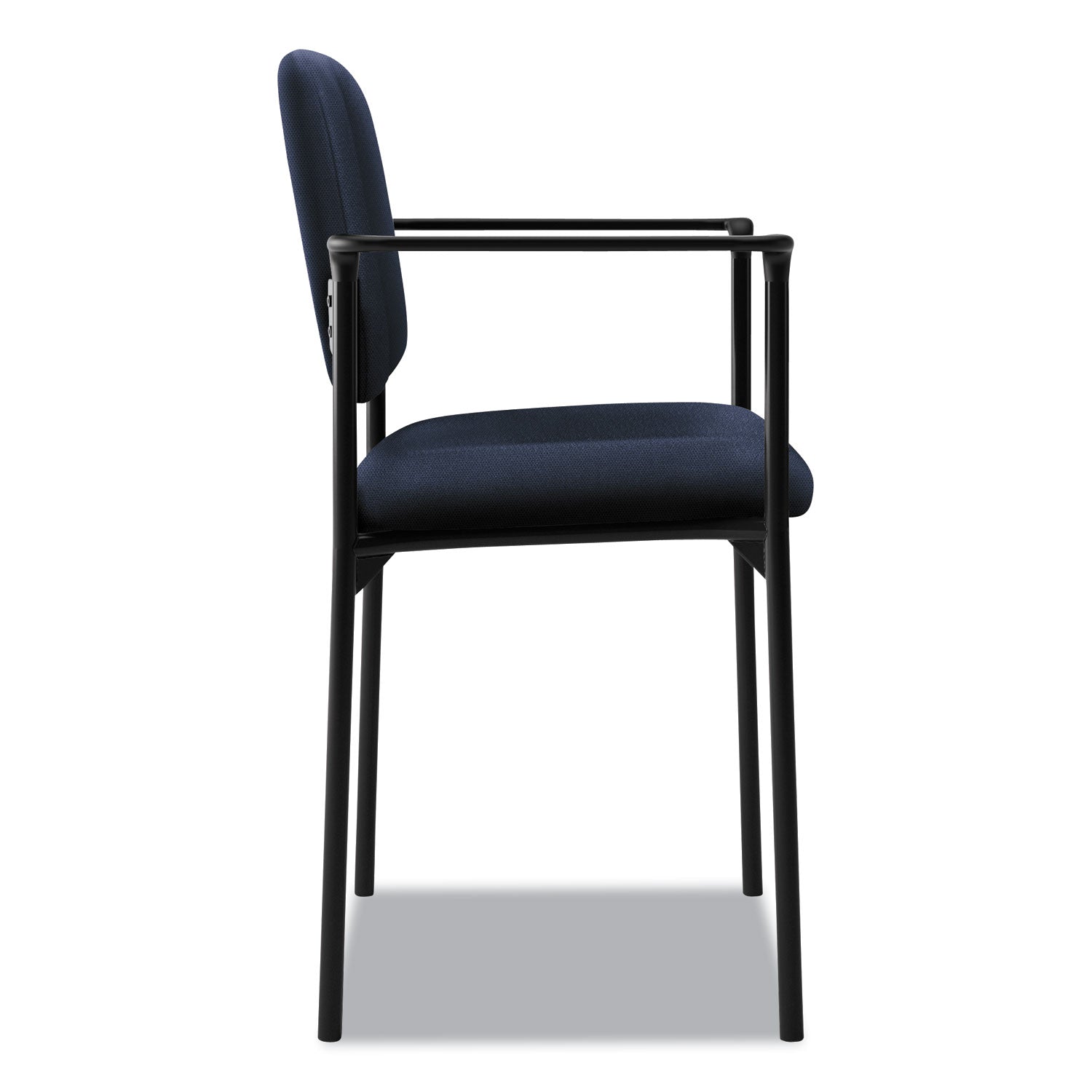 VL616 Stacking Guest Chair with Arms, Fabric Upholstery, 23.25" x 21" x 32.75", Navy Seat, Navy Back, Black Base - 