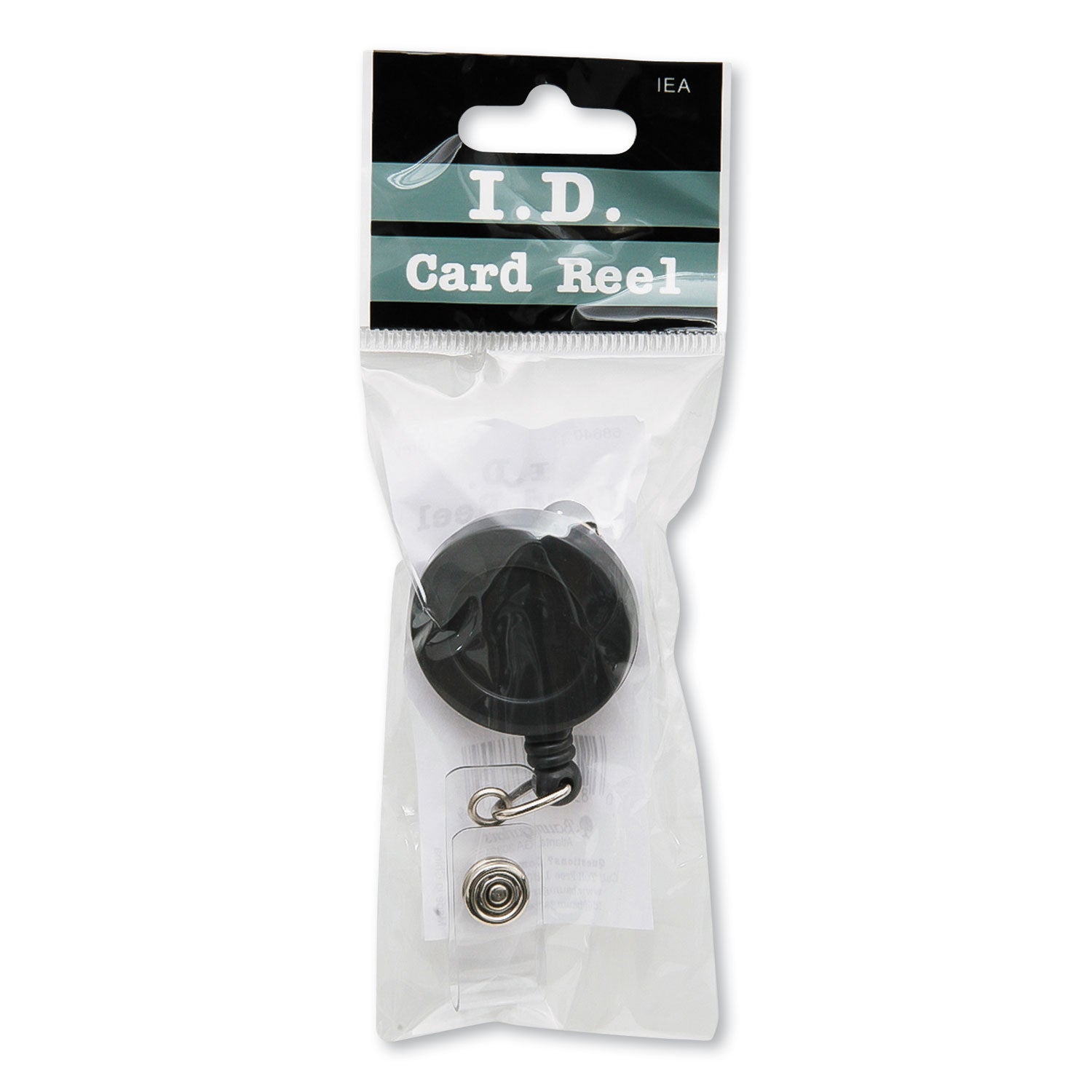 Swivel-Style Spring-Clip ID Card Reel, 30" Extension, Black - 