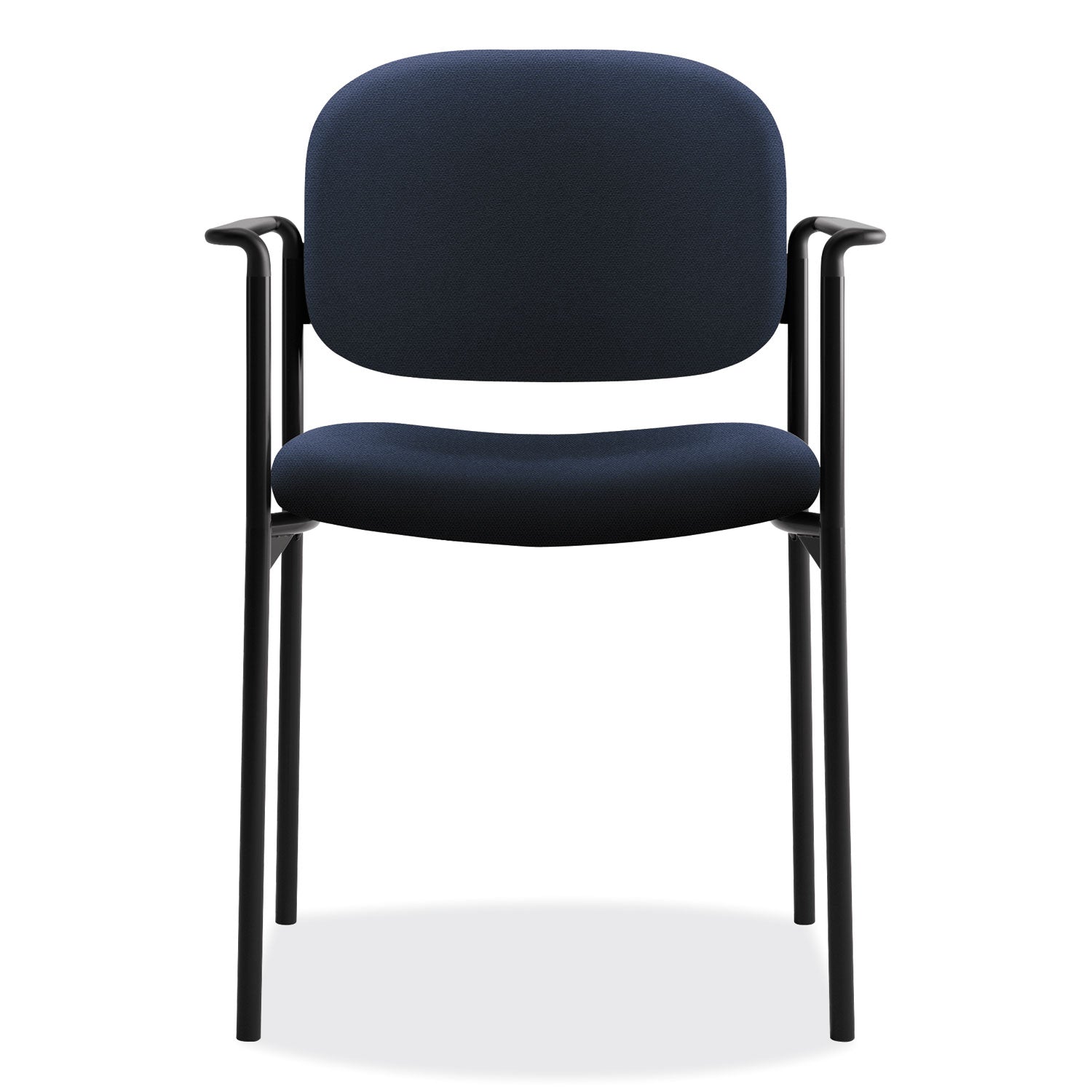 VL616 Stacking Guest Chair with Arms, Fabric Upholstery, 23.25" x 21" x 32.75", Navy Seat, Navy Back, Black Base - 