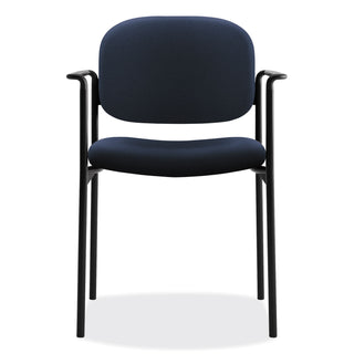 VL616 Stacking Guest Chair with Arms, Fabric Upholstery, 23.25" x 21" x 32.75", Navy Seat, Navy Back, Black Base - 