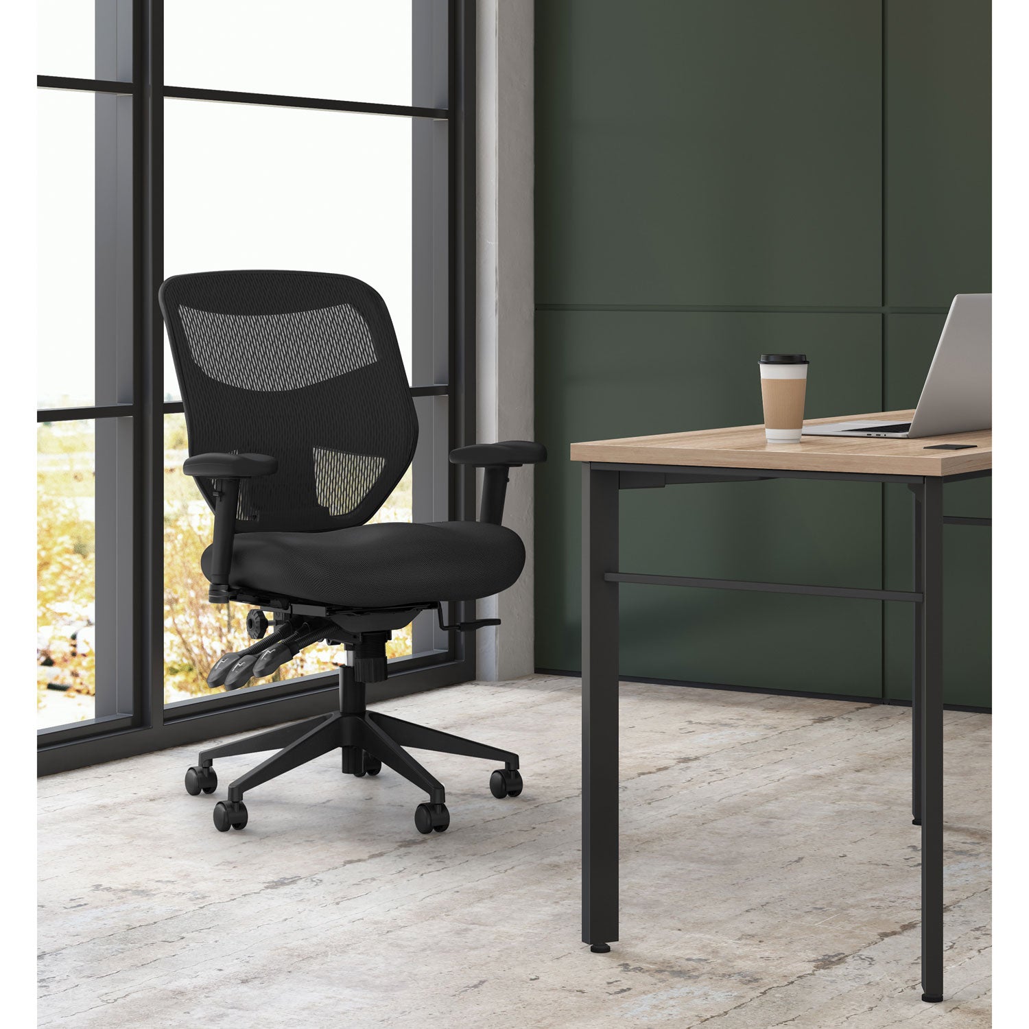 VL532 Mesh High-Back Task Chair, Supports Up to 250 lb, 17" to 20.5" Seat Height, Black - 