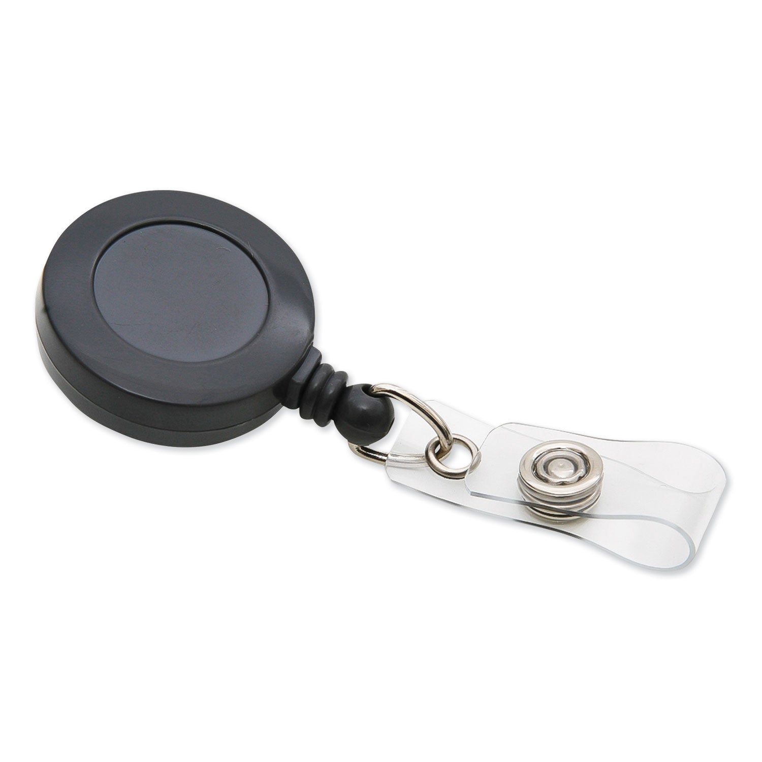 Swivel-Style Spring-Clip ID Card Reel, 30" Extension, Black - 