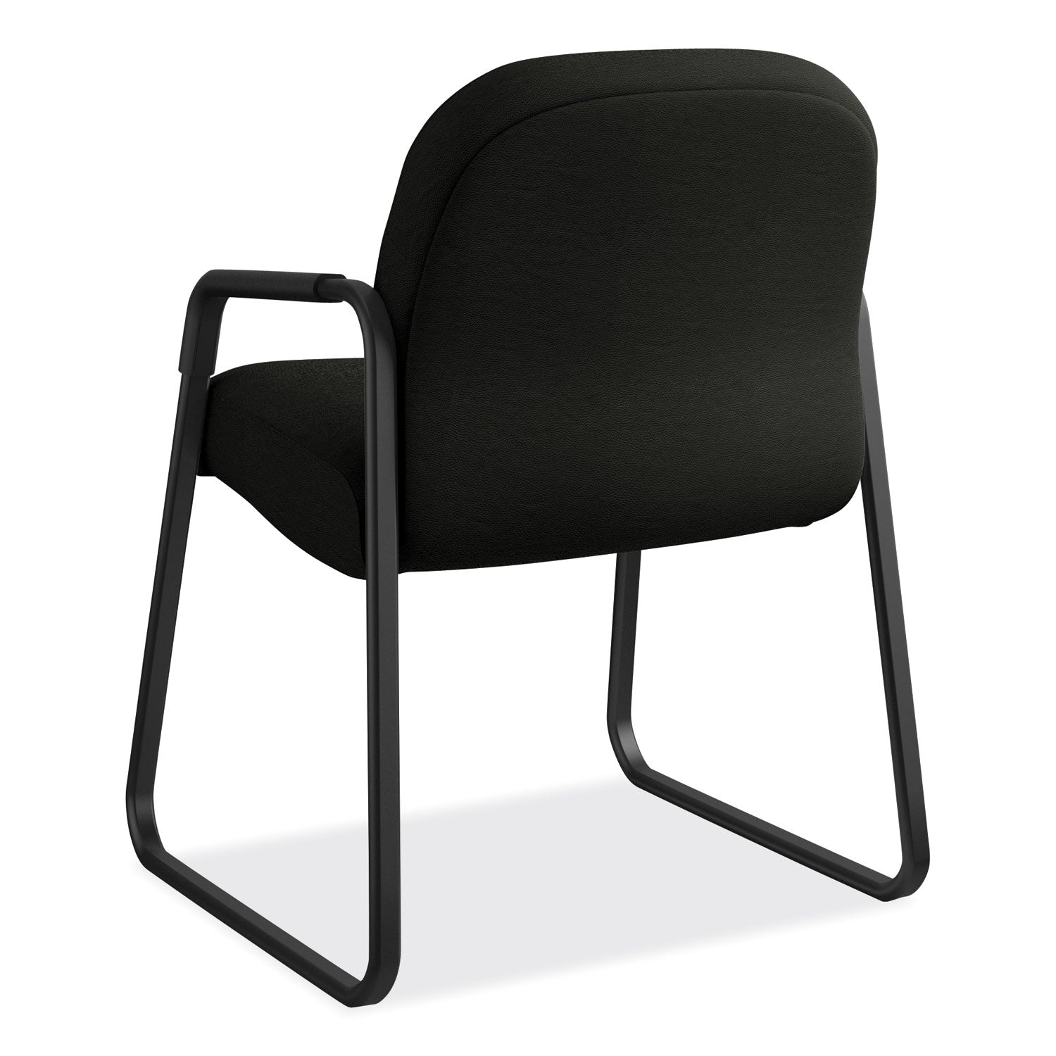 Pillow-Soft 2090 Series Guest Arm Chair, Leather Upholstery, 31.25" x 35.75" x 36", Black Seat, Black Back, Black Base - 