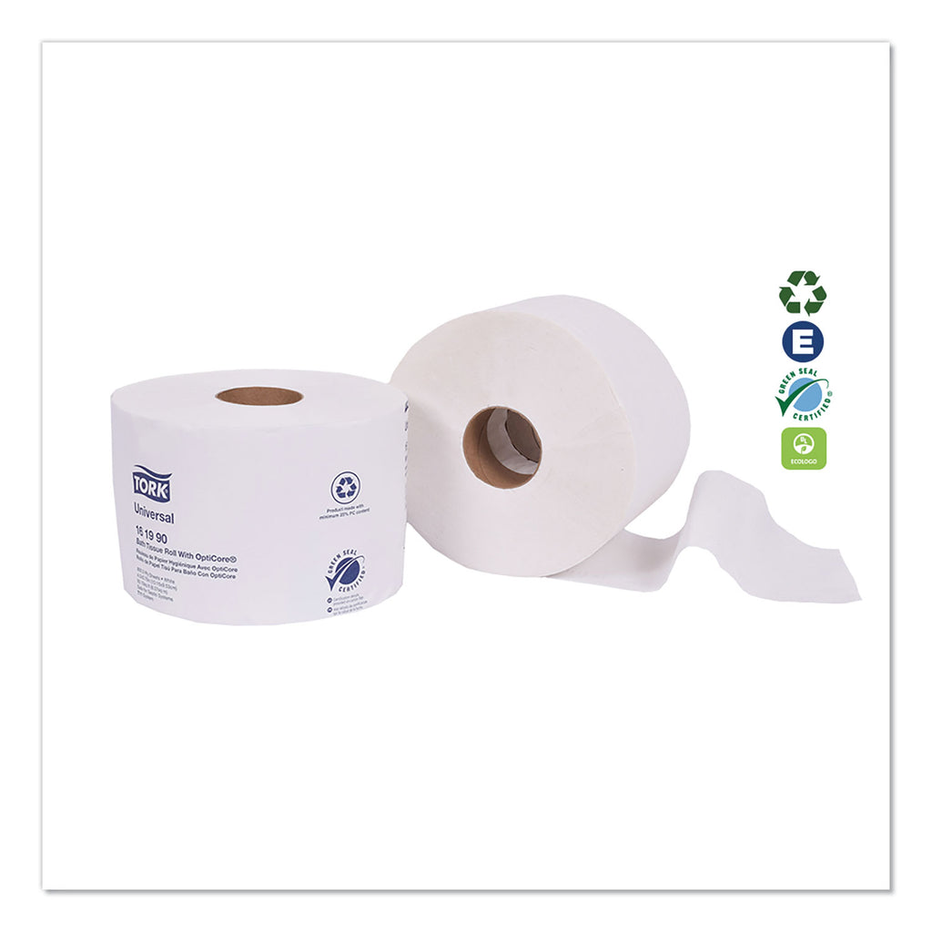 Universal Bath Tissue Roll with OptiCore, Septic Safe, 2-Ply, White, 865 Sheets/Roll, 36/Carton