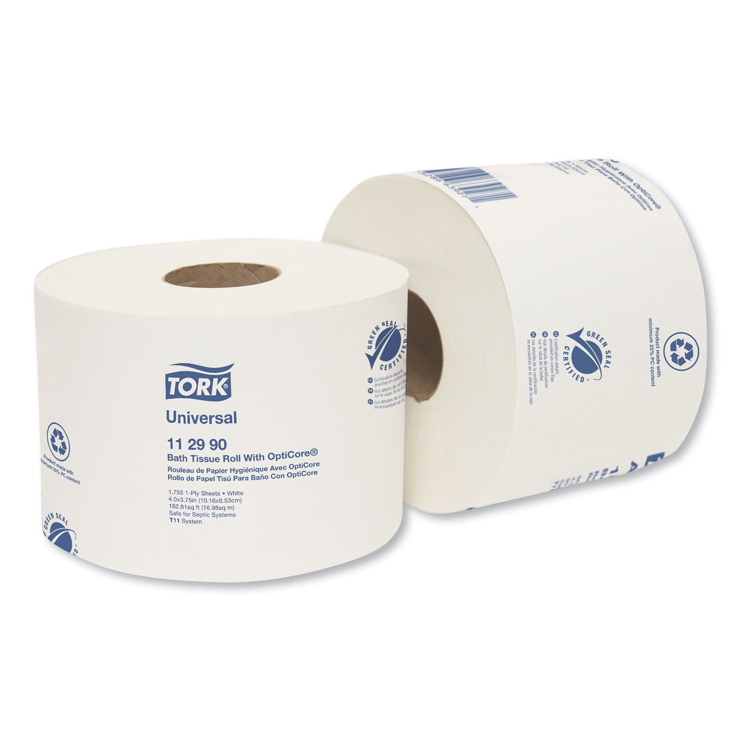 universal-bath-tissue-roll-with-opticore-septic-safe-1-ply-white-1755-sheets-roll-36-carton_trk112990 - 1