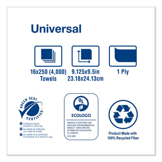 Multifold Hand Towel, 1-Ply, 9.13 x 9.5, Natural, 250/Pack, 16 Packs/Carton