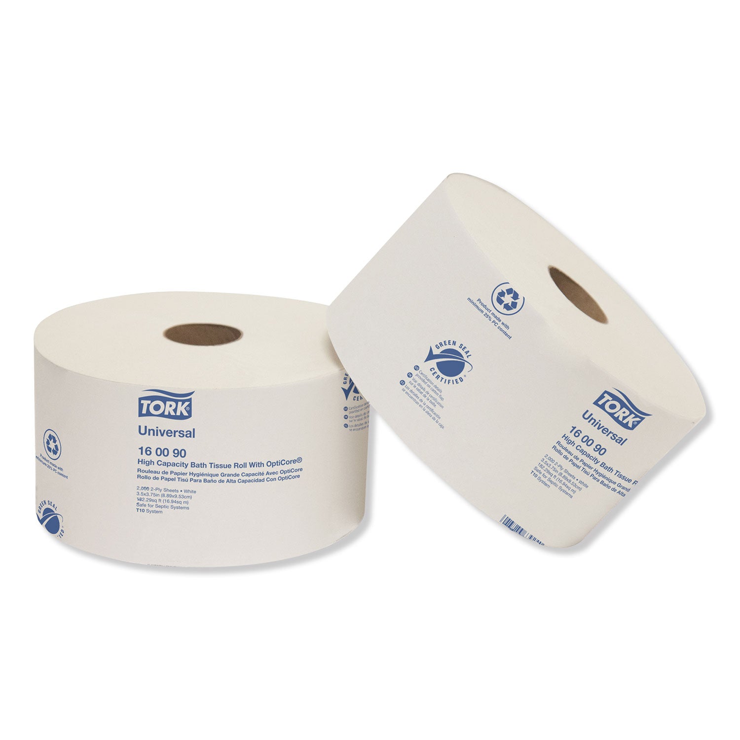 Universal High Capacity Bath Tissue w/OptiCore, Septic Safe, 2-Ply, White, 2,000/Roll, 12/Carton - 2