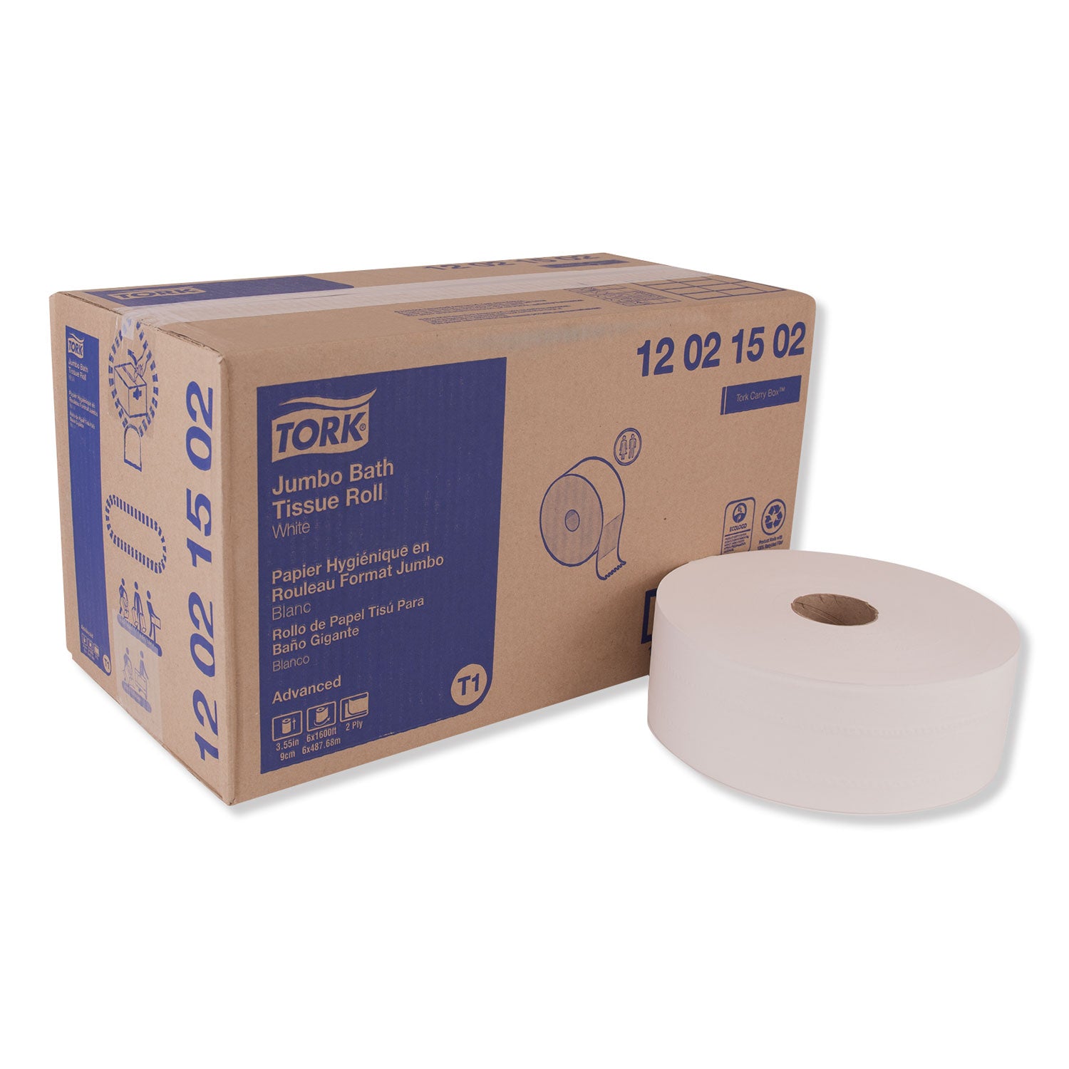 Advanced Jumbo Bath Tissue, Septic Safe, 2-Ply, White, 3.48" x 1,600 ft, 6 Rolls/Carton - 1
