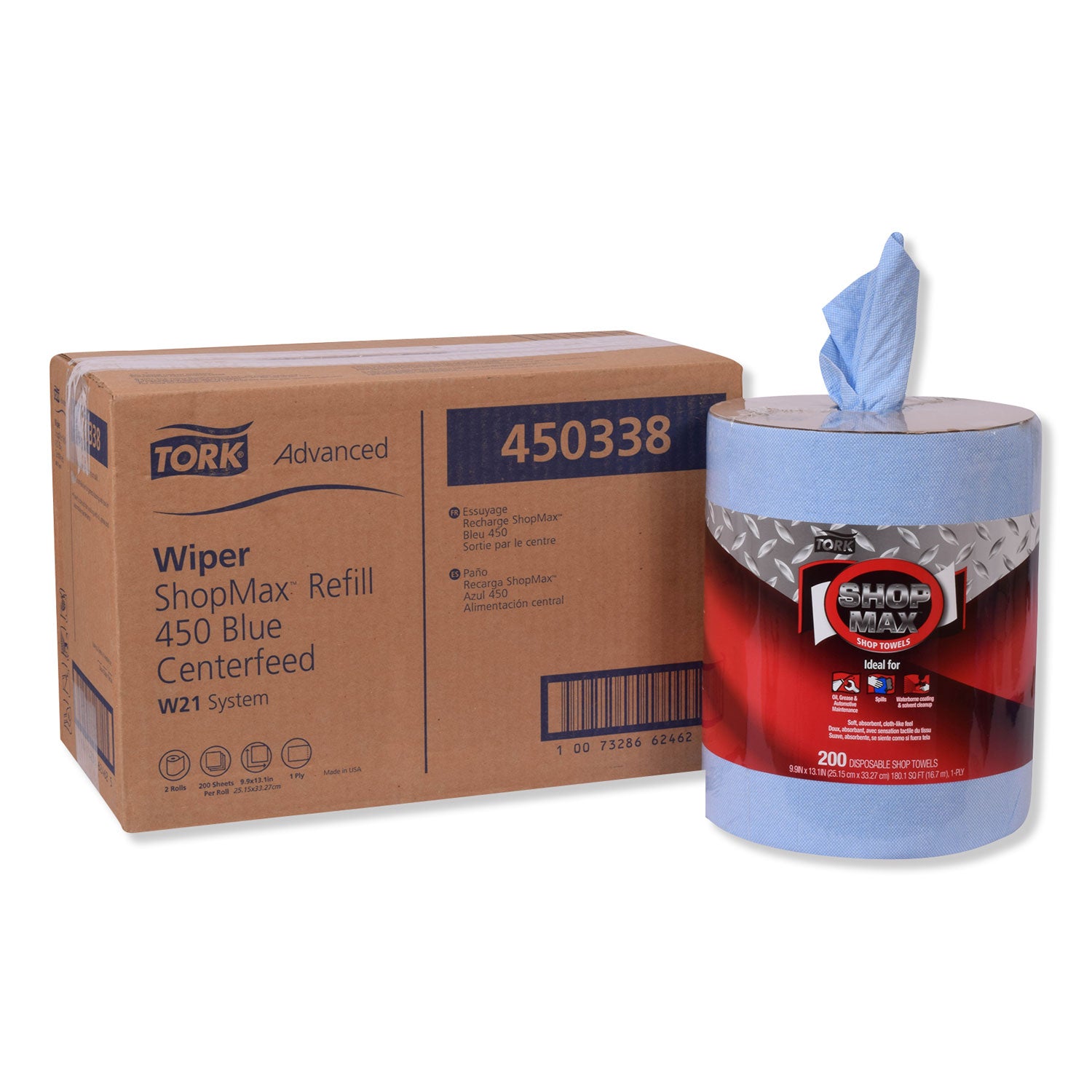 advanced-shopmax-wiper-450-centerfeed-refill-99-x-131-blue-200-roll-2-rolls-carton_trk450338 - 1