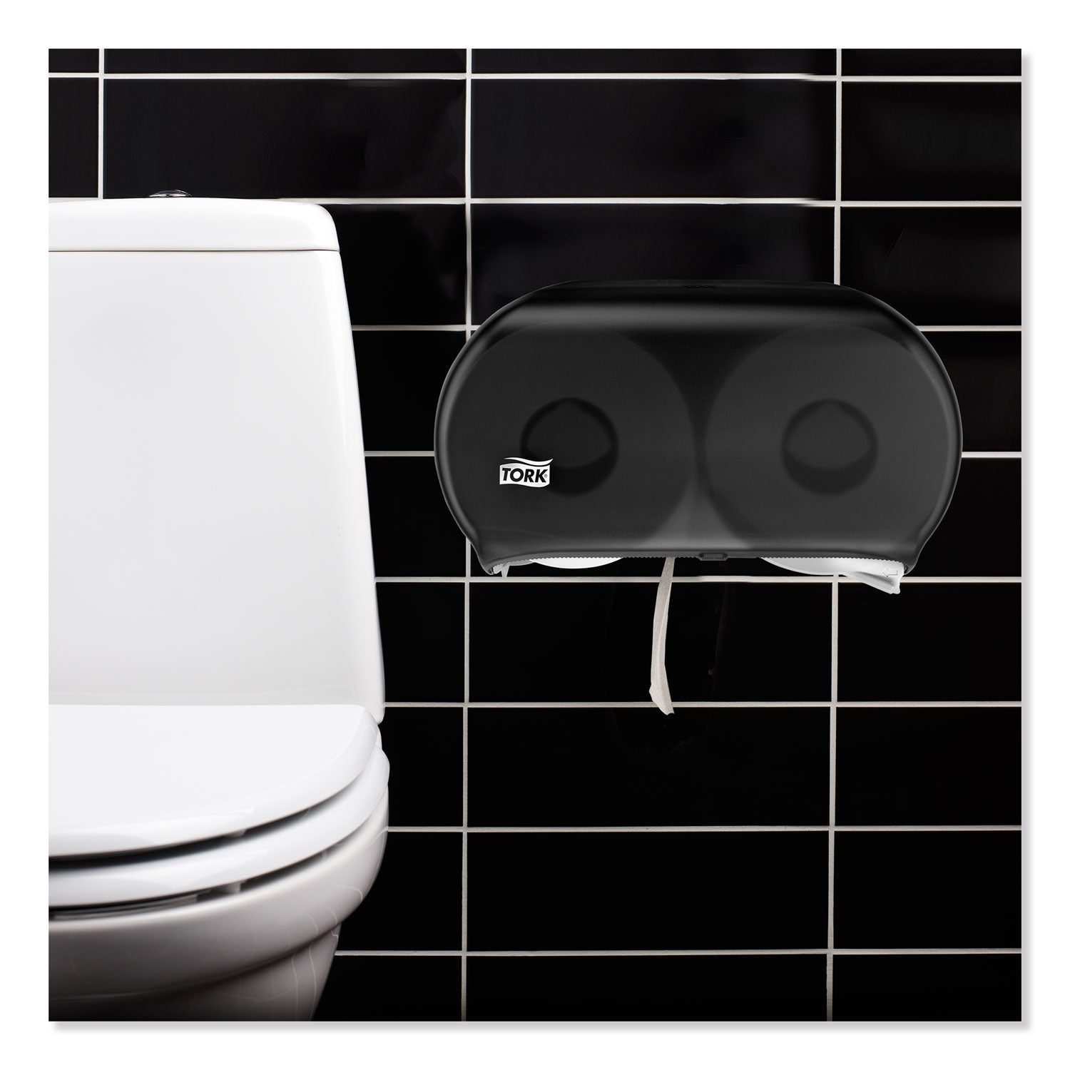 Twin Jumbo Roll Bath Tissue Dispenser, 19.29 x 5.51 x 11.83, Smoke/Gray