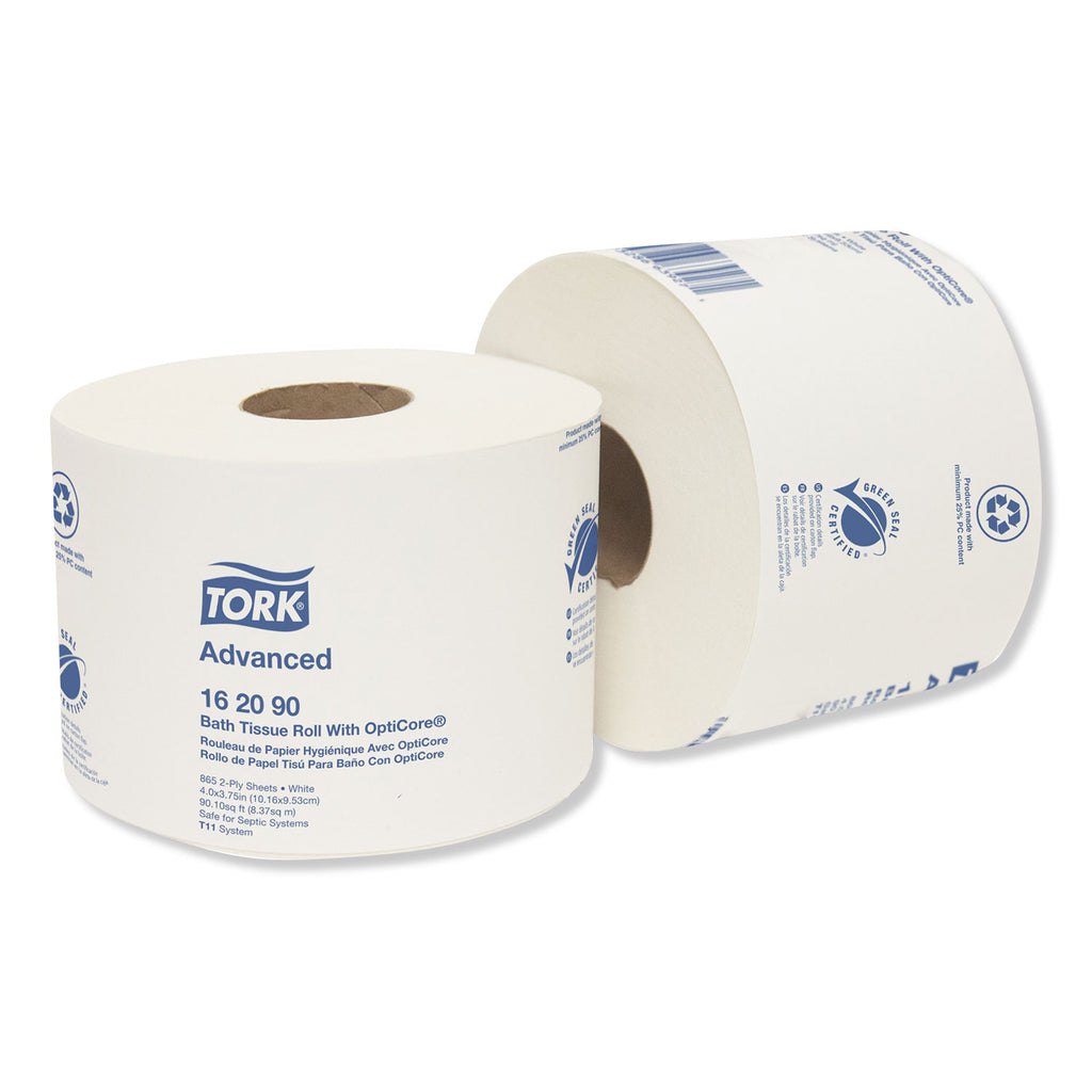 Advanced Bath Tissue Roll with OptiCore, Septic Safe, 2-Ply, White, 865 Sheets/Roll, 36/Carton