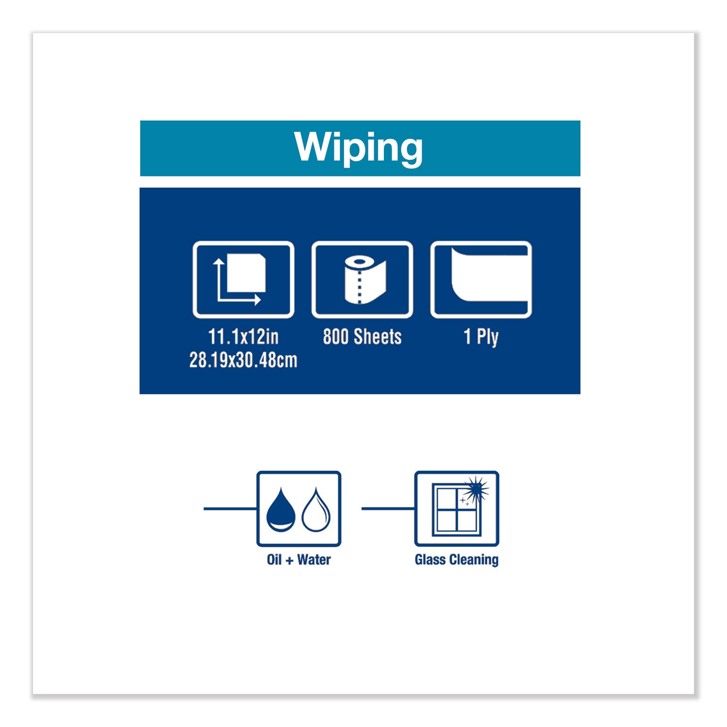TORK Paper Wiper Plus - 1 Ply - 800 Sheets/Roll - 12.25" Roll Diameter - 3" Core - White - Strong, Absorbent, Easy Tear, Durable, Reusable, Textured, Lint-free, Streak-free - For Multipurpose - 1 / Carton