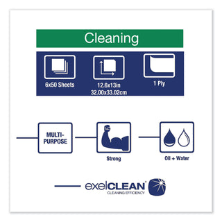 Heavy-Duty Cleaning Cloth, 12.6 x 13, White, 50/Pack, 6 Packs/Carton