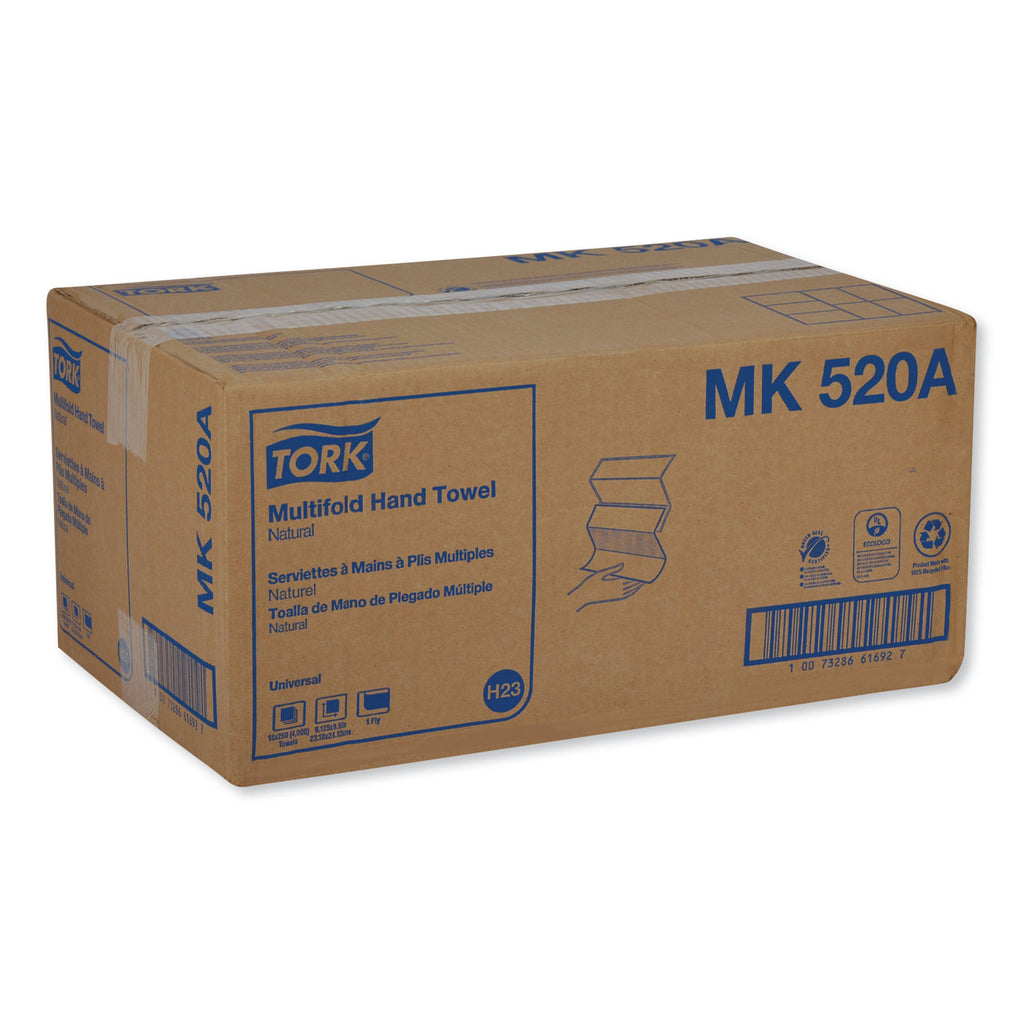 Multifold Hand Towel, 1-Ply, 9.13 x 9.5, Natural, 250/Pack, 16 Packs/Carton