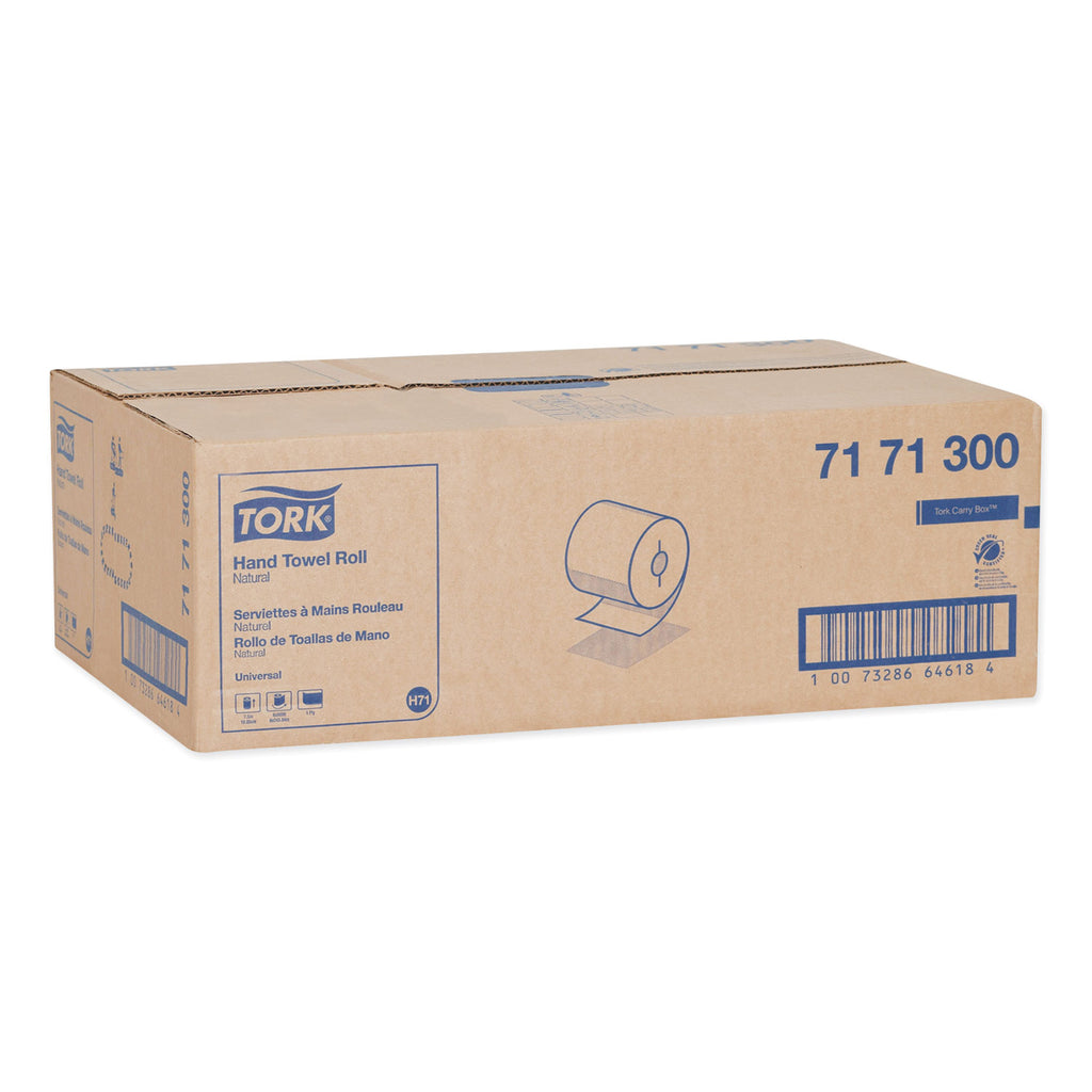 Universal Hand Towel Roll, Notched, 1-Ply, 7.5" x 800 ft, Natural, 6 Rolls/Carton