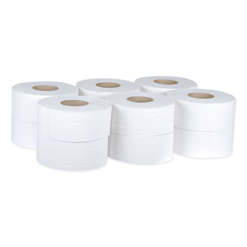 Universal Jumbo Bath Tissue, Septic Safe, 2-Ply, White, 3.48" x 1,000 ft, 12/Carton