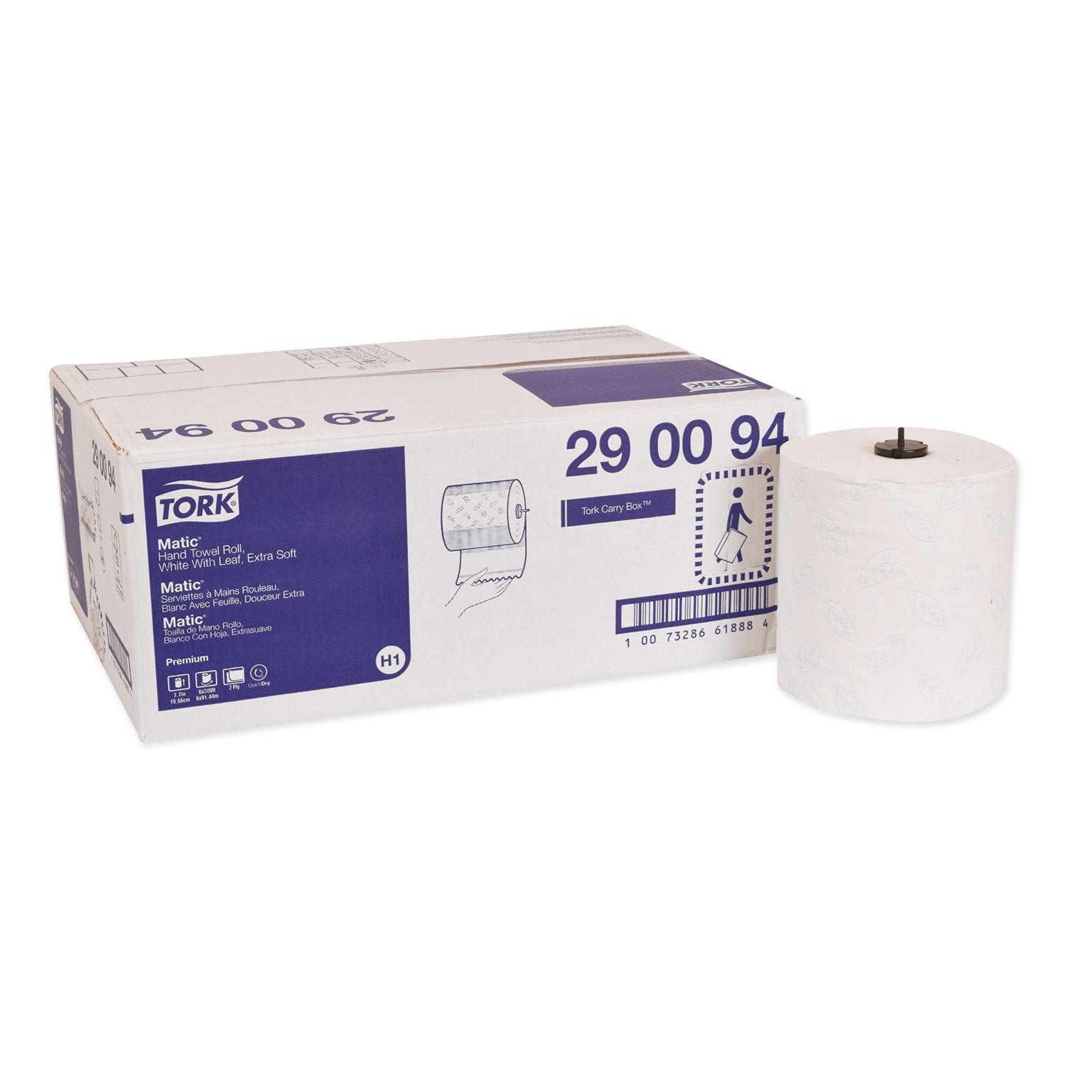 Premium Extra Soft Matic Hand Towel Roll, 2-Ply, 7.7" x 300 ft, White, 6/Carton