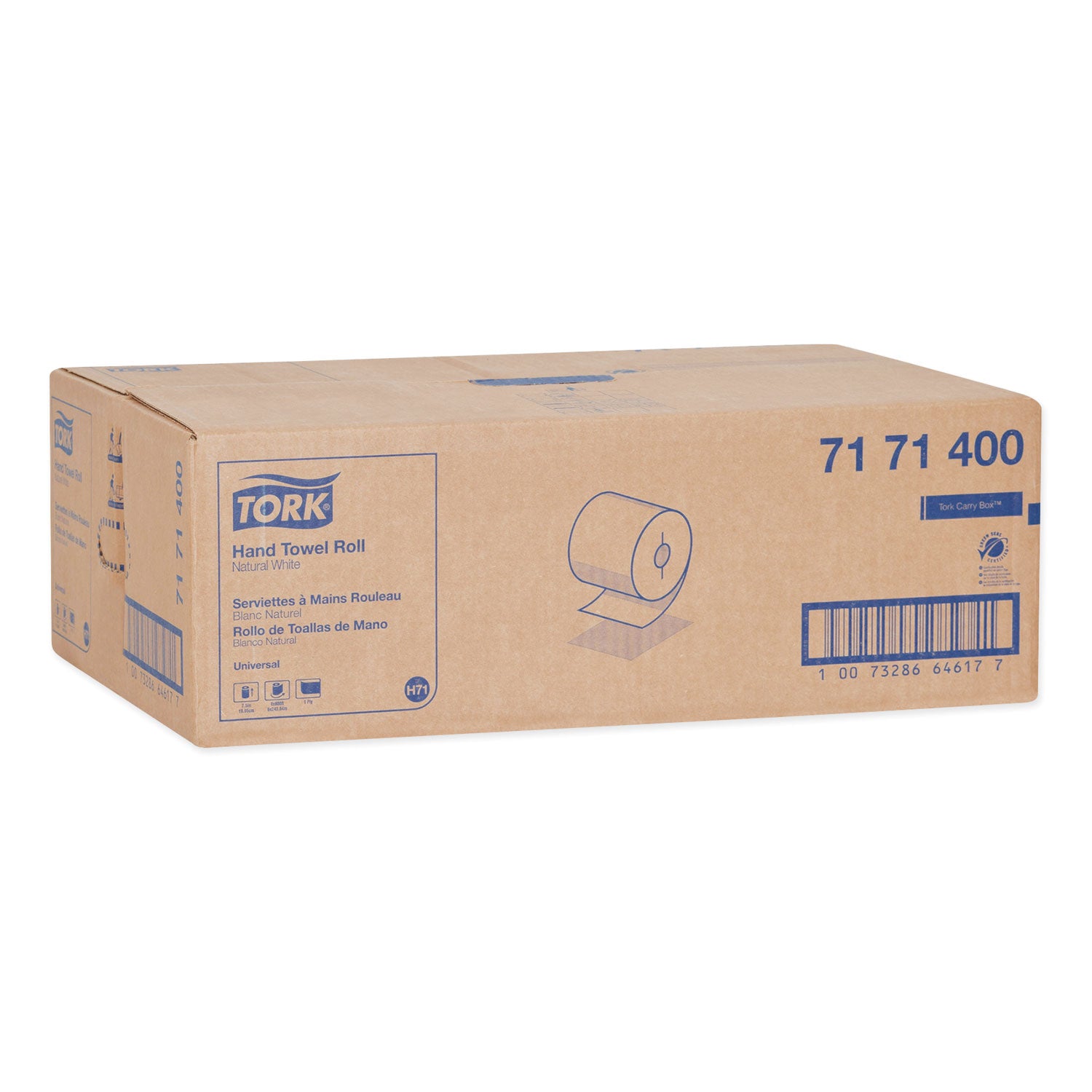 Universal Hand Towel Roll, Notched, 1-Ply, 7.5 x 10, Natural White, 960/Roll, 6/Carton