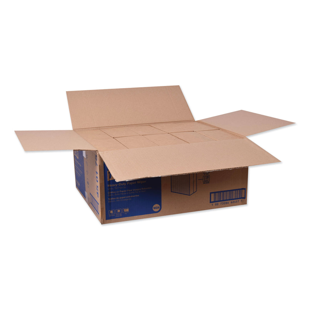 Heavy-Duty Paper Wiper, 1-Ply, 9.25 x 16.25, Unscented, White, 90 Wipes/Box, 10 Boxes/Carton