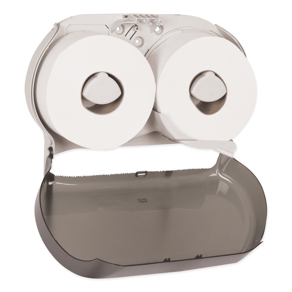 Twin Jumbo Roll Bath Tissue Dispenser, 19.29 x 5.51 x 11.83, Smoke/Gray