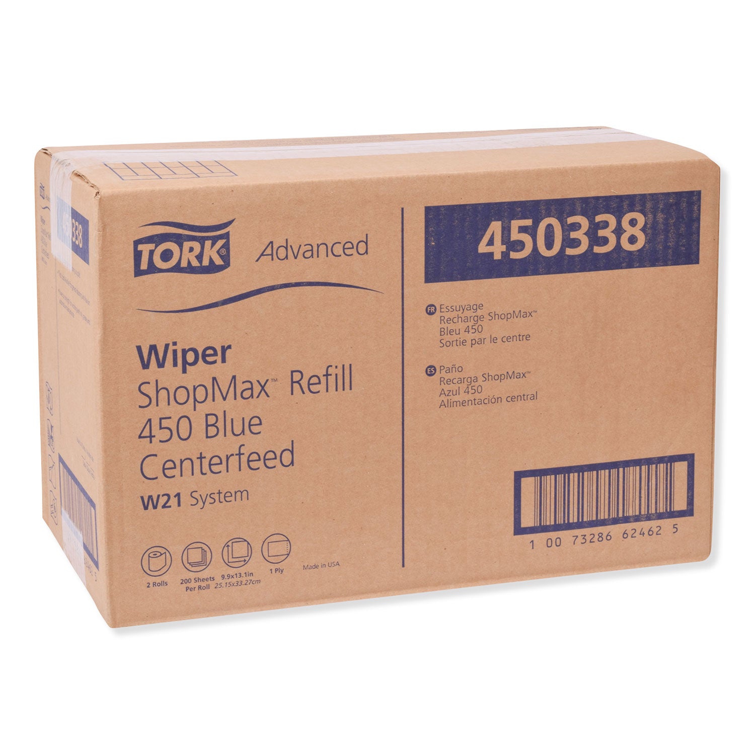 advanced-shopmax-wiper-450-centerfeed-refill-99-x-131-blue-200-roll-2-rolls-carton_trk450338 - 2