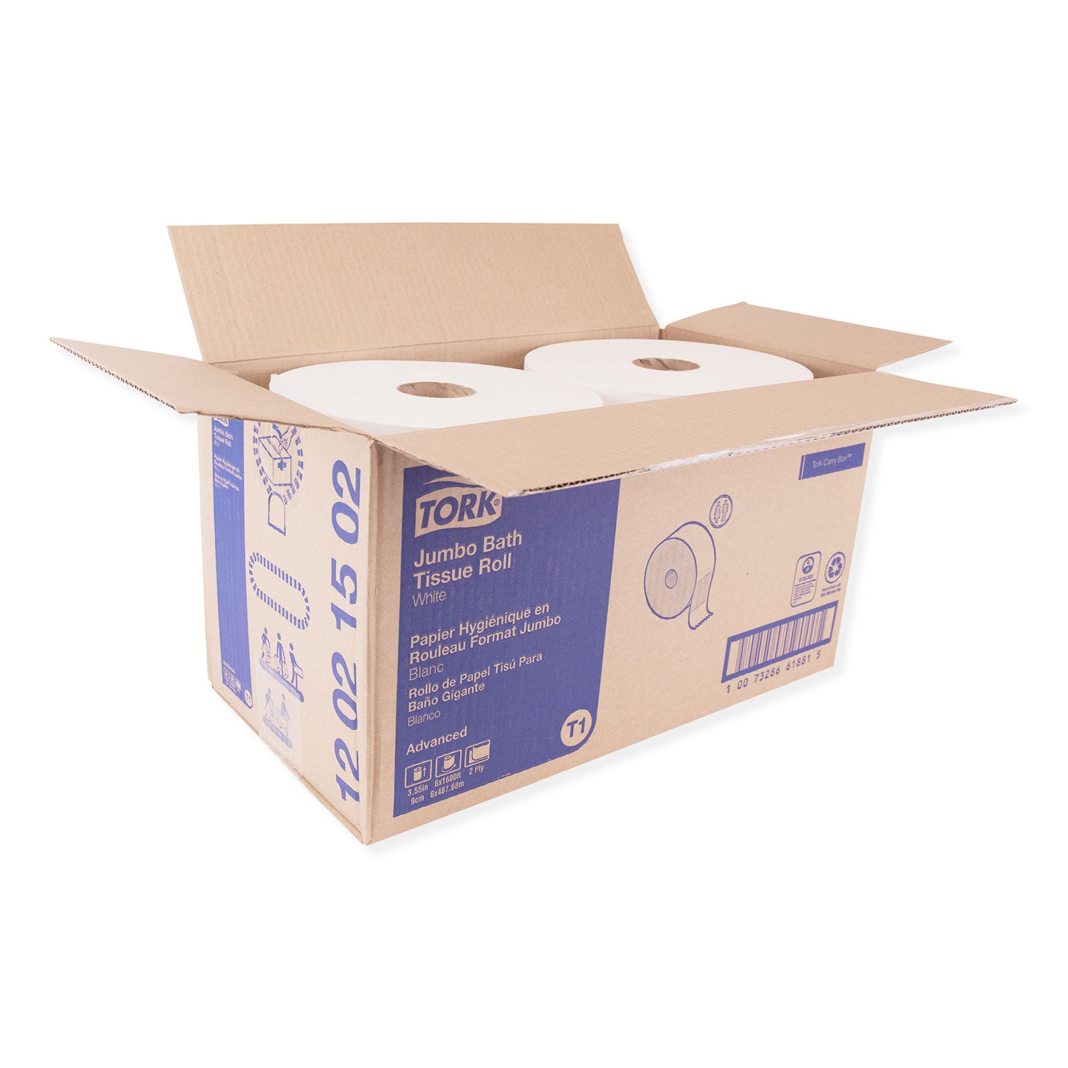 Advanced Jumbo Bath Tissue, Septic Safe, 2-Ply, White, 3.48" x 1,600 ft, 6 Rolls/Carton