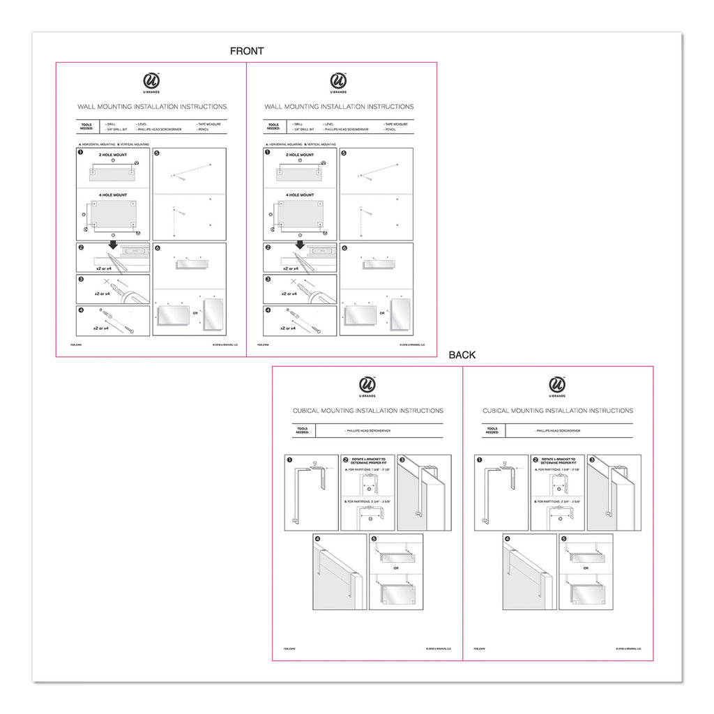 Cubicle Glass Dry Erase Board, Undated One-Week, 20 x 5.5, White Surface