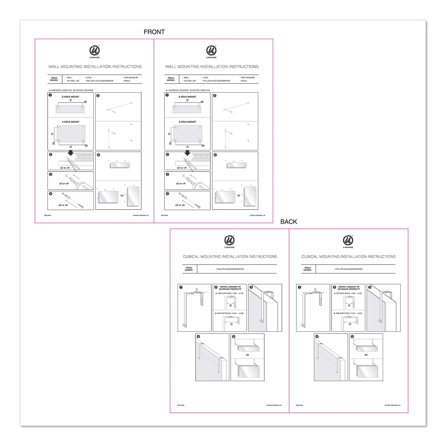 Cubicle Glass Dry Erase Board, Undated One-Week, 20 x 5.5, White Surface