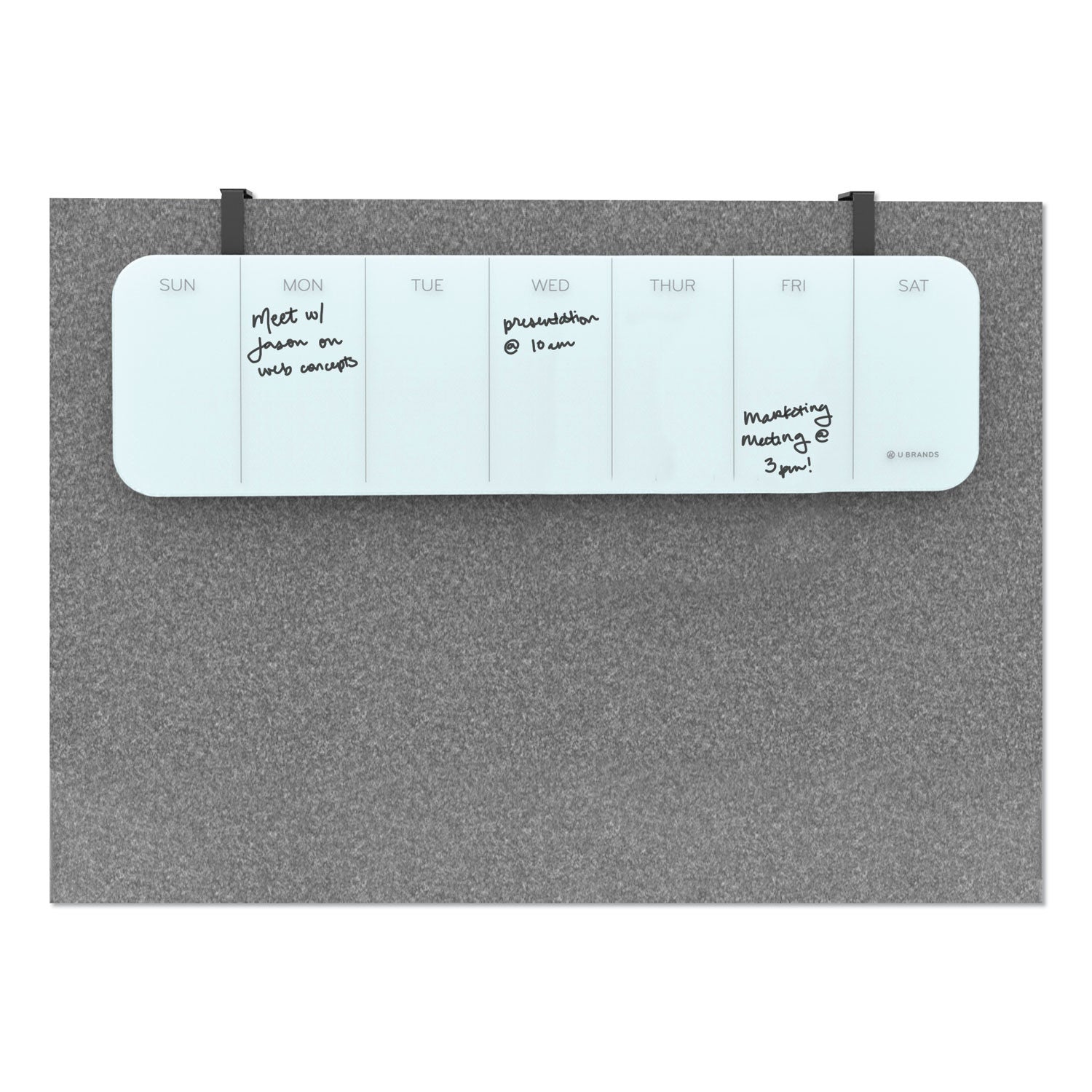 Cubicle Glass Dry Erase Board, Undated One-Week, 20 x 5.5, White Surface - 6