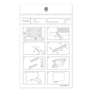 Floating Glass Dry Erase Board, 47 x 35, White