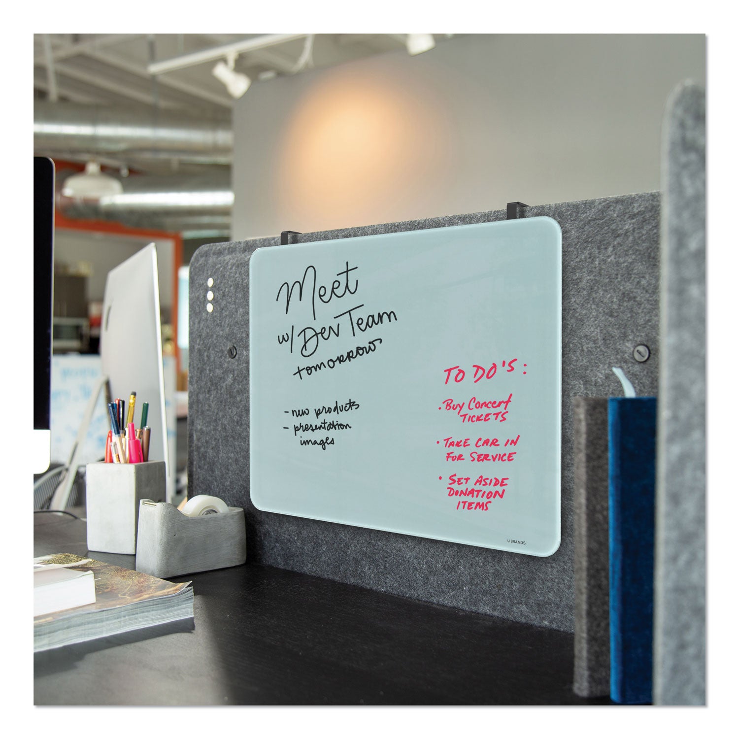 Cubicle Glass Dry Erase Board, 20 x 16, White Surface - 2