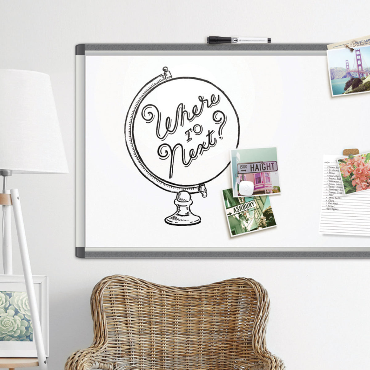 PINIT Magnetic Dry Erase Board, 35 x 23, White