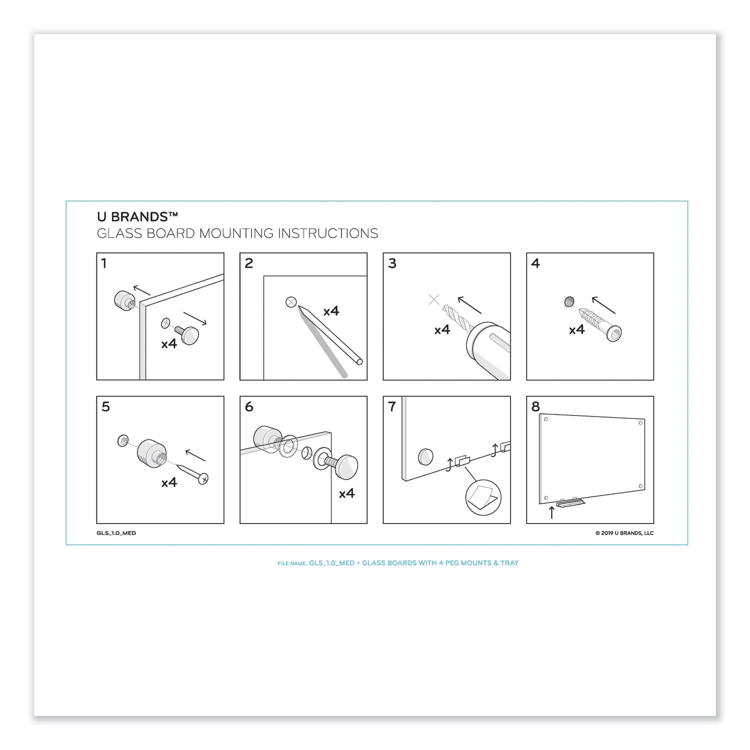 Magnetic Glass Dry Erase Board Value Pack, 35" x 35", Frosted White